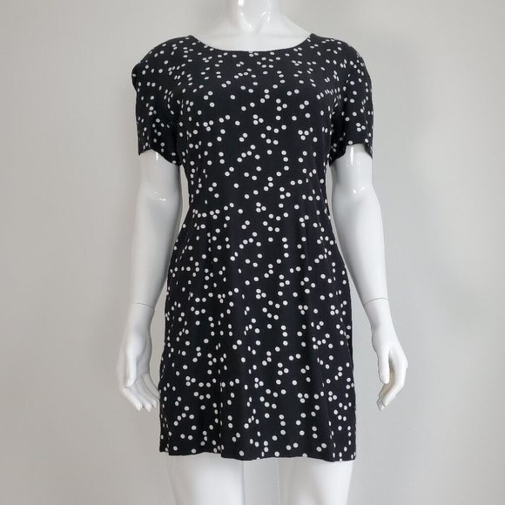 Vintage 80's My Michelle Black & White Polkadot Mini Dress - Picture 1 of 8